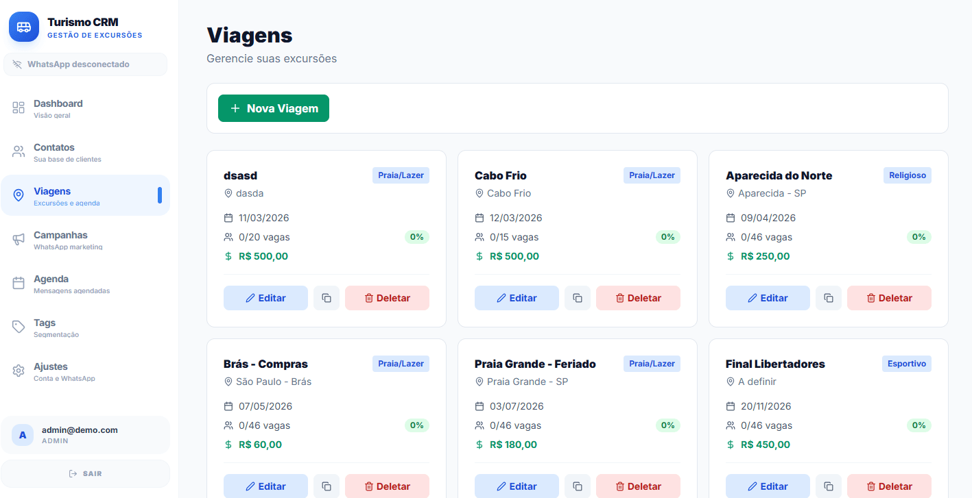 Viagens — Turismo CRM